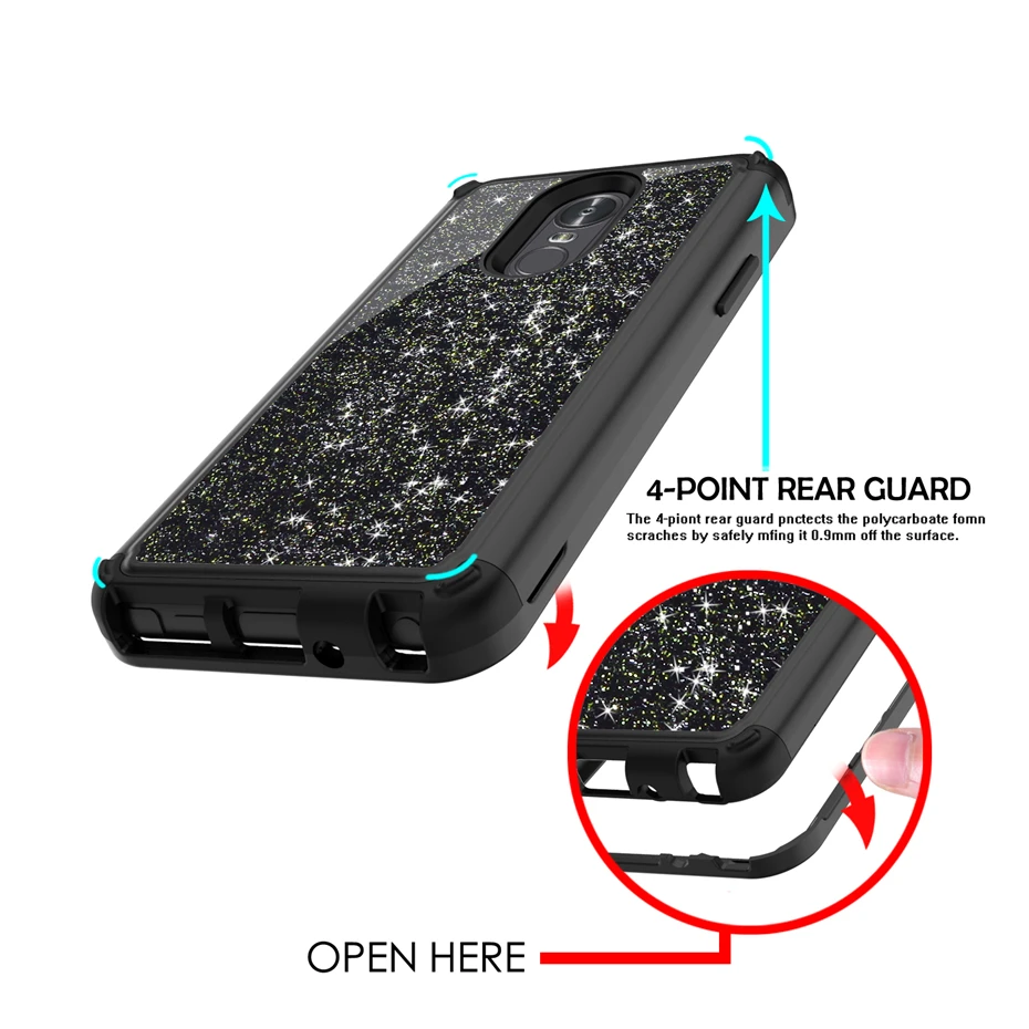 Bling Glitter Case For LG Stylo 4 Stylo4 LM-Q710MS Hybrid PC TPU Dual Layer Shockproof Phone Cover 3 LS777 |