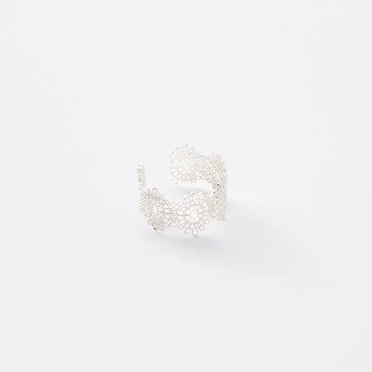 silver ring MENGJIQIAO Новые популярные полые кружевные Открытые Кольца для женщин модные аксессуары сплав краска широкий палец кольцо Femme Bijoux - Цвет основного камня: silver ring