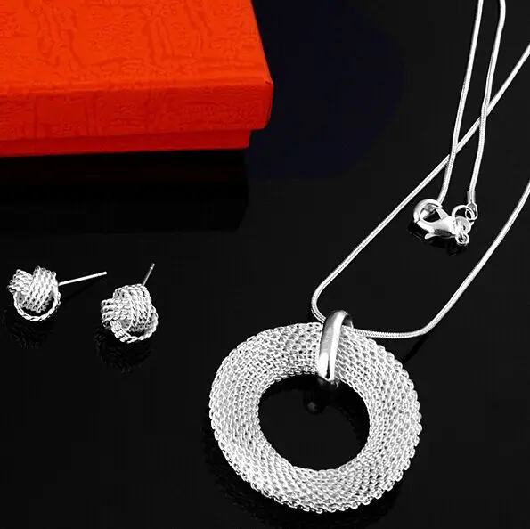 Комплект ювелирных изделий для женщин серебряное ожерелье + серьги|jewelry sets