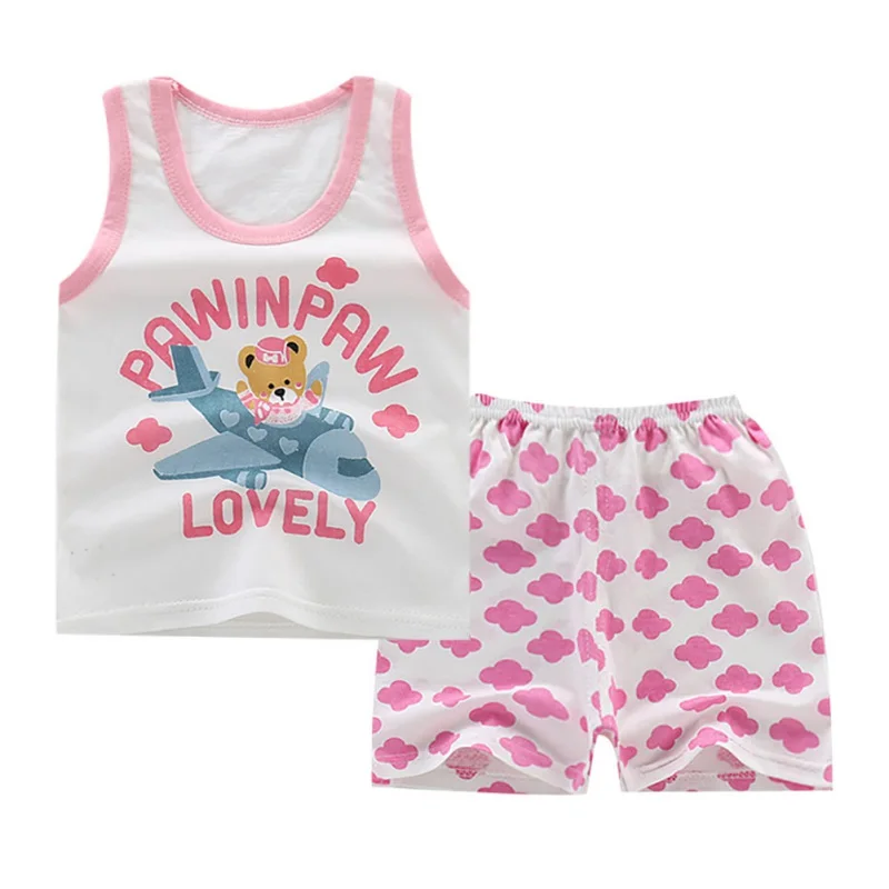 Детский комплект одежды для маленьких мальчиков майка без рукавов с принтом