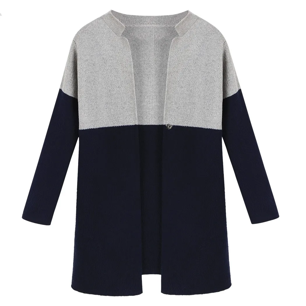 Women New Arrival Contrast Color Long Cardigan Knitted High Quality Covered Button For Spring Autumn 63 |