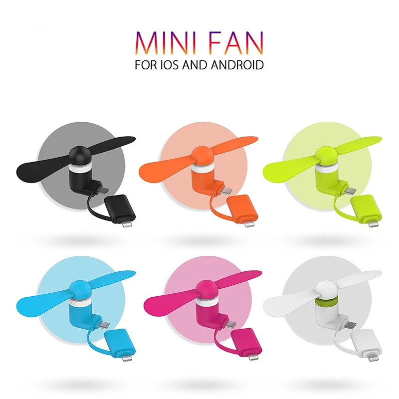

BinFul 100% Tested Portable 2 in 1 Micro Mini USB gadget fan for Android OTG for Iphone 5 5s 6 6s 7 plus 8 X XS XR Cooling Fan