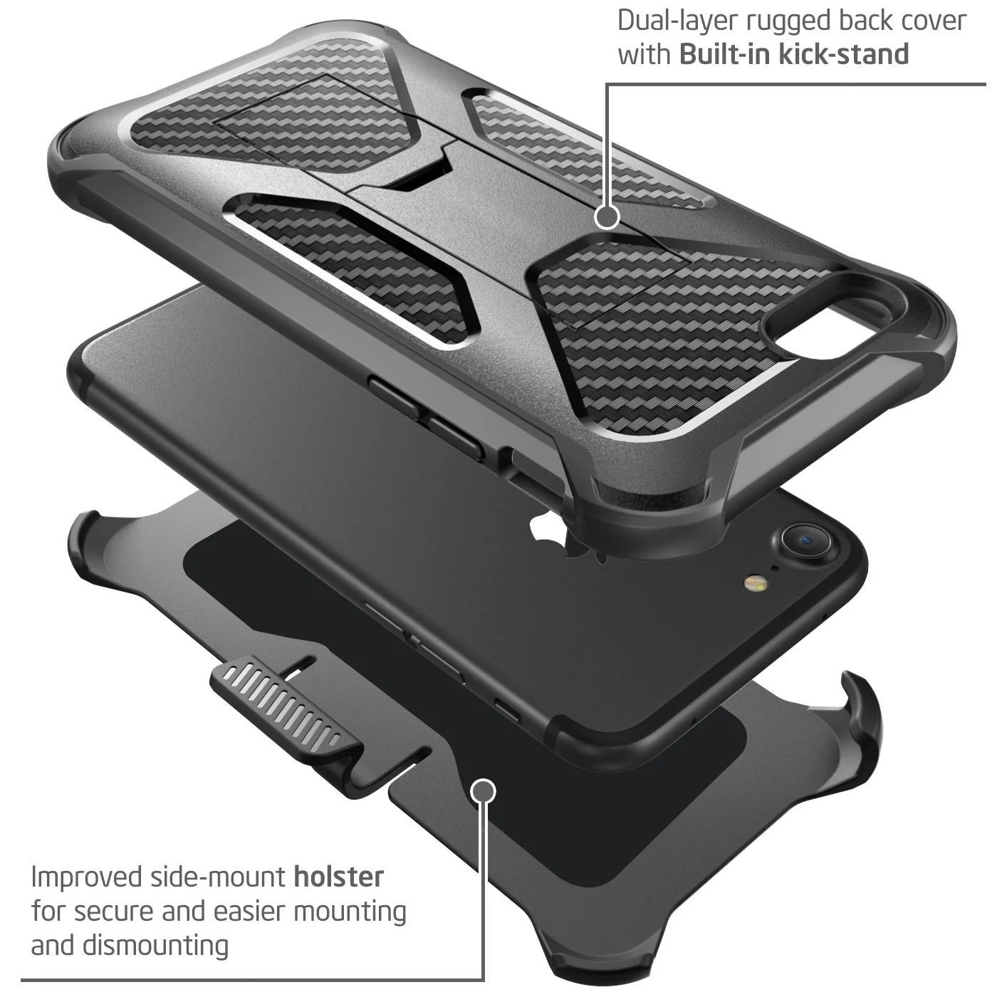 Гибридный трансформатор Kickstand чехол для iPhone 7 7Plus 8 8Plus сверхмощный с зажимом и