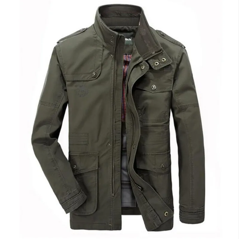 

Male Military Outwear Flight Jacket Plus size 7XL Men's Trench Pocket Coats Jacket Men Causal Cotton Windbreaker Long Jackets