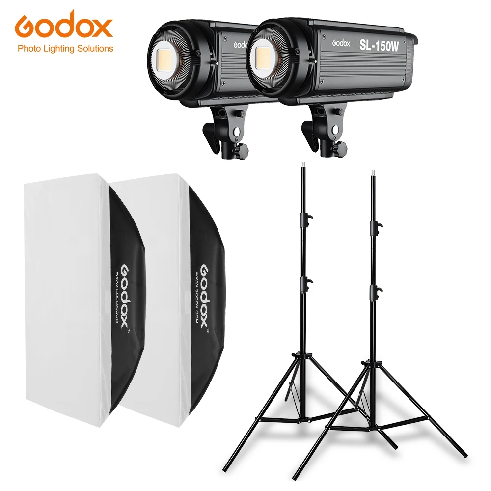 

2x Godox SL-150W 150Ws 5600K Studio LED Continuous Photo Video Light + 2x 2.8m Light Stand + 2x 70x100cm Softbox