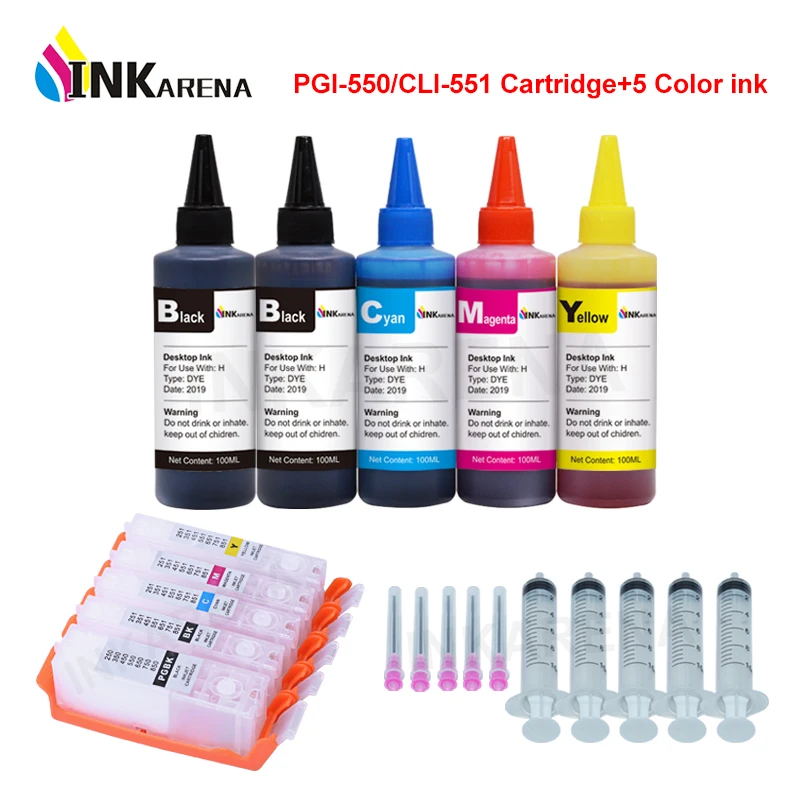 550 551 XL PGI CLI многоразовый чернильный картридж для Canon Pixma IP7250 IX6850 MG6350 принтер + 5