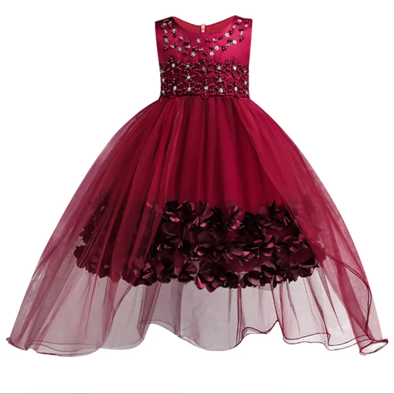 High quality Girls Dresses Princess birthday party Girl Clothes Satin pearl Flower Wedding dress Ball Gown For Baby | Детская одежда и