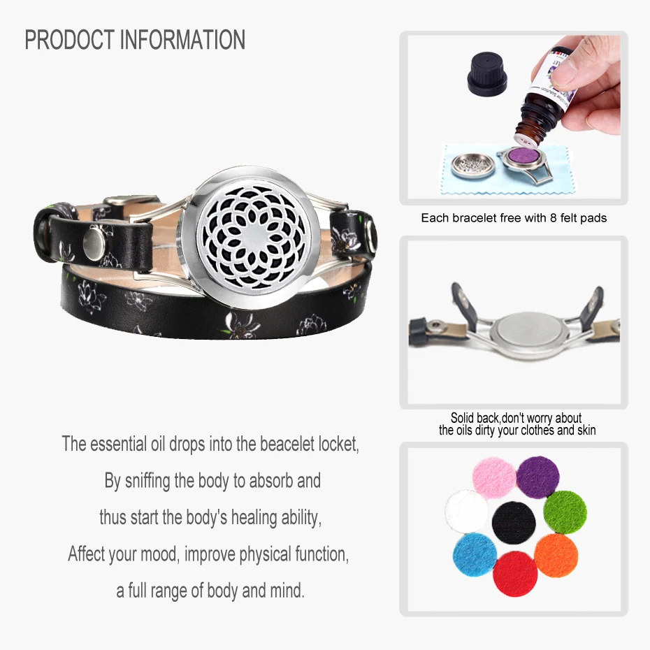 Кожаный браслет EVERLEAD с натуральными цветами ароматерапия диффузор духов