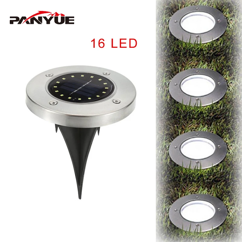 

PANYUE 4PCS Cool/Warm White 16 LED Solar Power Buried Light Ground Lamp Outdoor Path Way Garden Decking Underground Lamps
