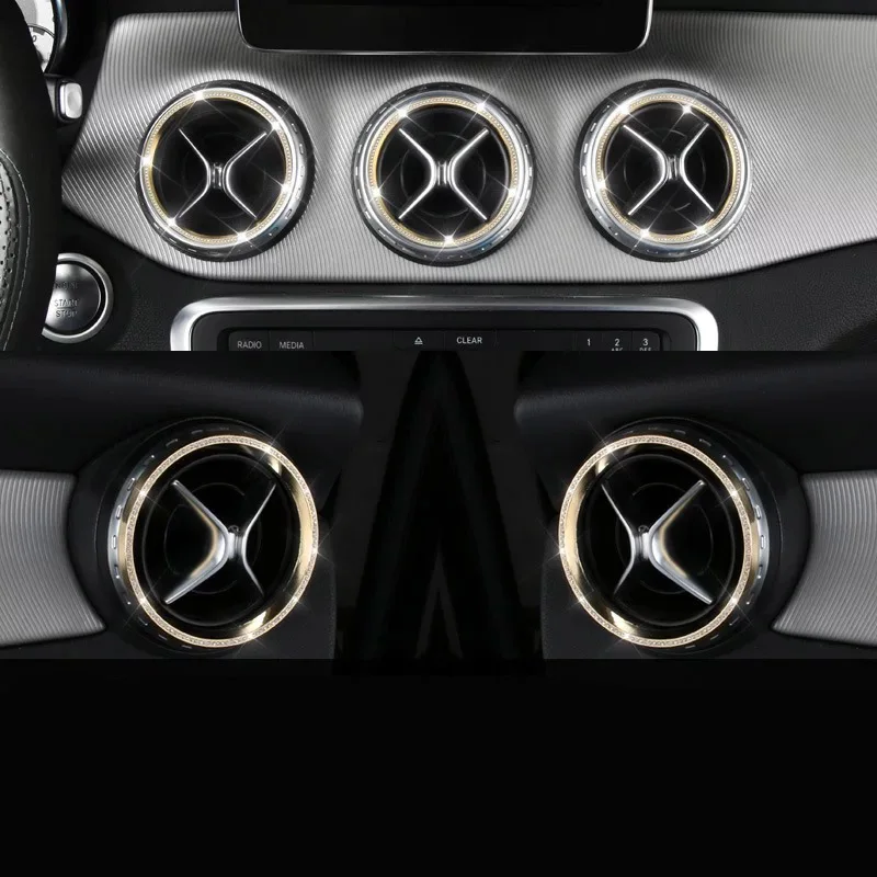 gold Автомобильные аксессуары для Mercedes-Benz GLA CLA W117 X156- кондиционер Рамка для украшения выходного отверстия бриллиантовые наклейки - Название цвета: gold