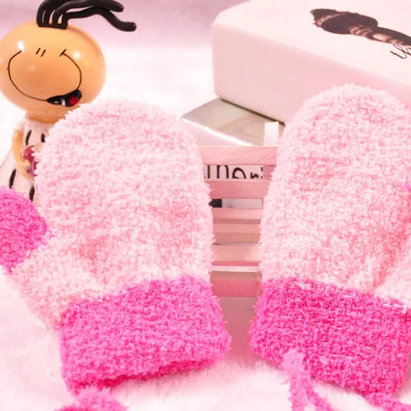 1Pair Hot Sale Cute Cartoon Thicken Warm Fleece Infant Baby Boys Girls Winter Gloves Newborn Mittens for 0-12 Month | Детская одежда и