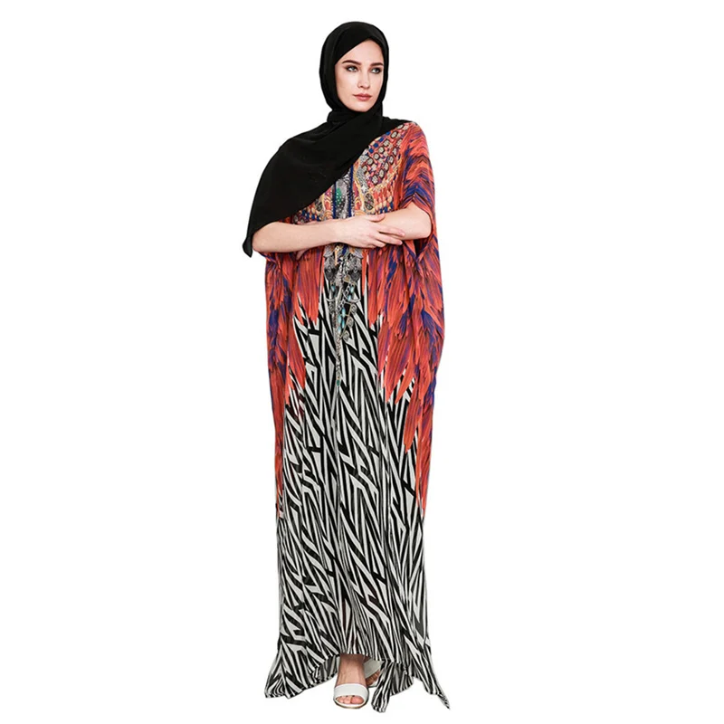 Женское платье Kurung повседневное длинное из шифона с коротким рукавом и О