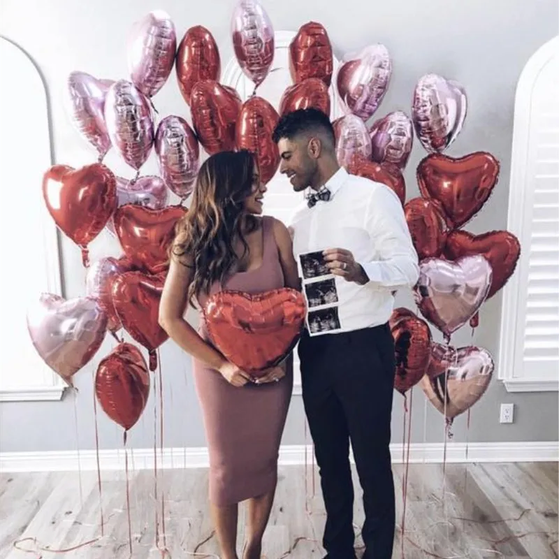 18 дюймов 8 шт. футболки красного цвета с сердцем и надписью love воздушные шары