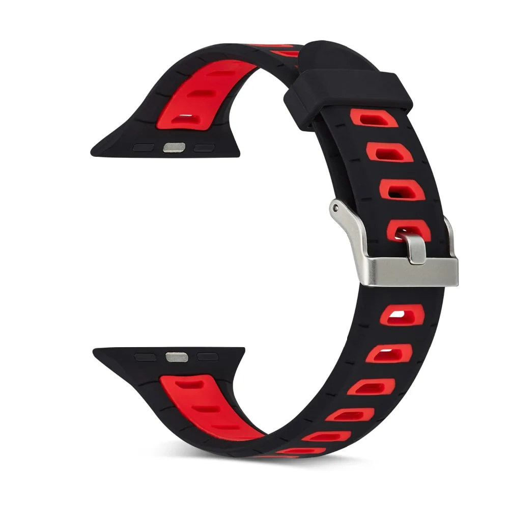 Double Color Silicone Sport Watch Strap for Apple 38mm 42m Series 3 2 1 Rubber Band Replacement iWatch Wristband | Наручные часы