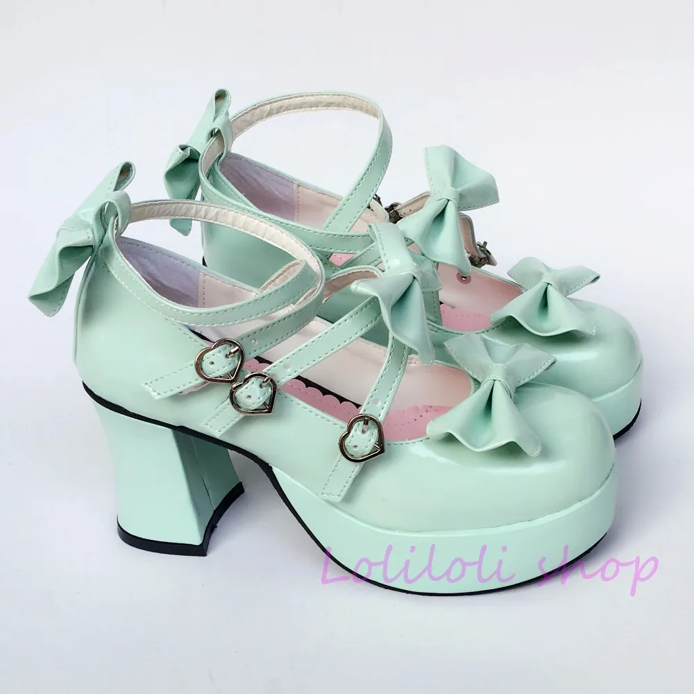 Туфли принцессы в стиле &quotЛолита&quot японский дизайн специальная форма Мятная