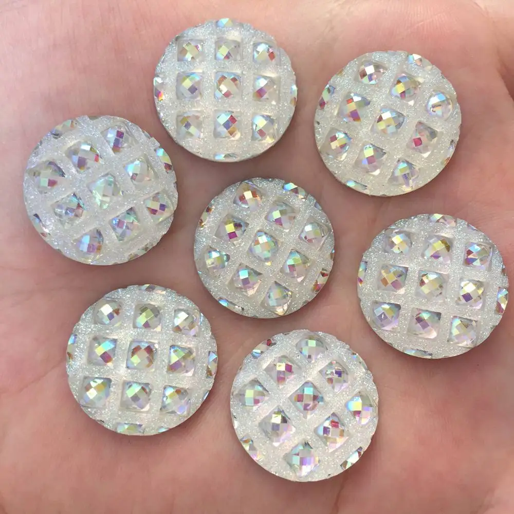 Новинка 20 шт. белые украшения AB из смолы мм круглая плоская задняя Стразы