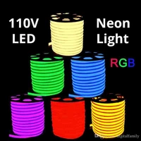 rgb ac 110v neon rope led strip 50 meter outdoor waterproof 5050 smd light 60ledsm with power supply cuttable at 1meter