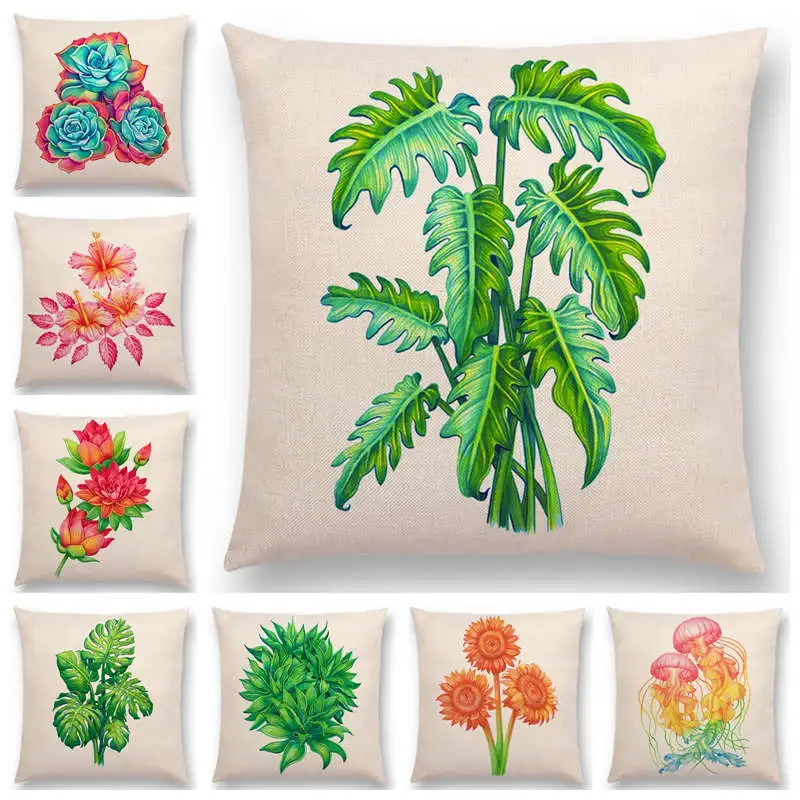 Горячая продажа акварельные растения Гибискус Agave Monstera Philodendron Пион Феникс Пальма