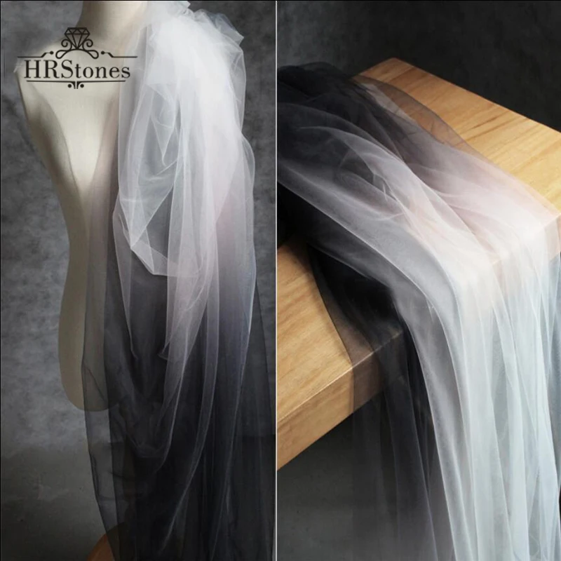 Оригинальный розовый черный порошок белый градиент Сетка ткань легкий