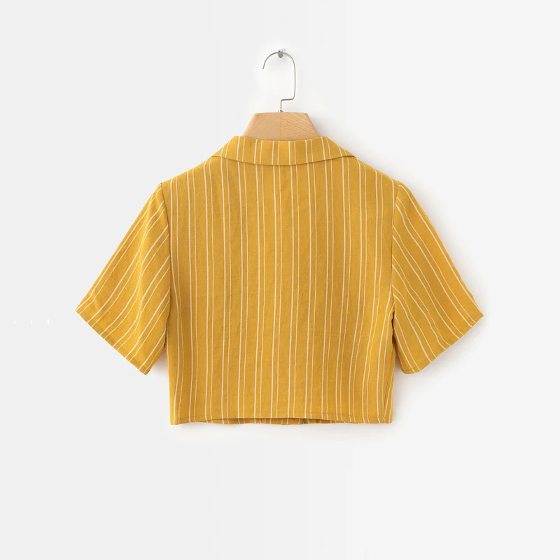 

Summer casual shirt female striped suit collar short-sleeved shirt short paragraph
