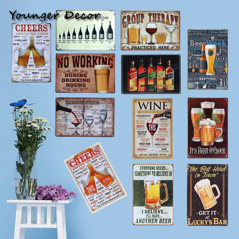 Настенный постер Cheeers And dryking Wine из пива 20*30 см металлические вывески для паба бара