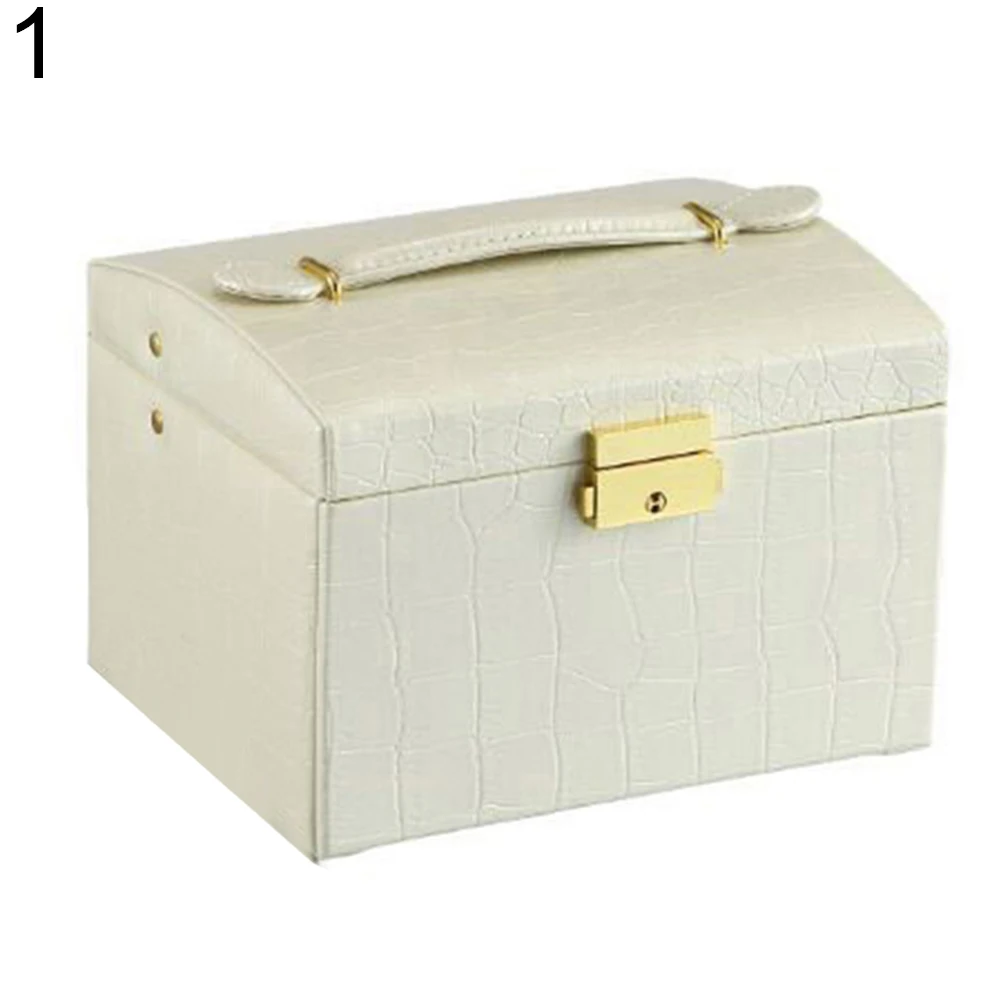 Faux Leather Jewelry Box Necklace Earring Bracelet Storage Case Cabinet Large Jewelry Packaging Boxes with 2 drawers 3 layers