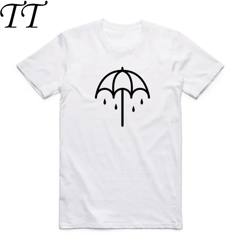 Модная футболка Bring Me The Horizon летняя белая с коротким рукавом в металлическом