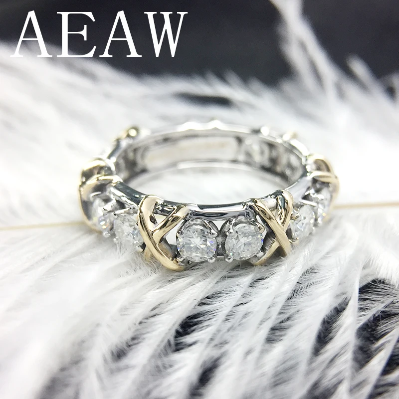 1 6 CTW карат Лаборатория Grown DF Moissanite Enternity Full Band Solid 14 К желтого белого золота