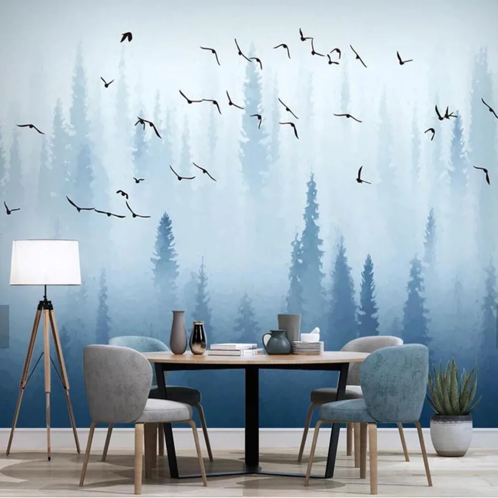 Европейская сосна пинетум синяя птица фото обои роспись для гостиной ТВ