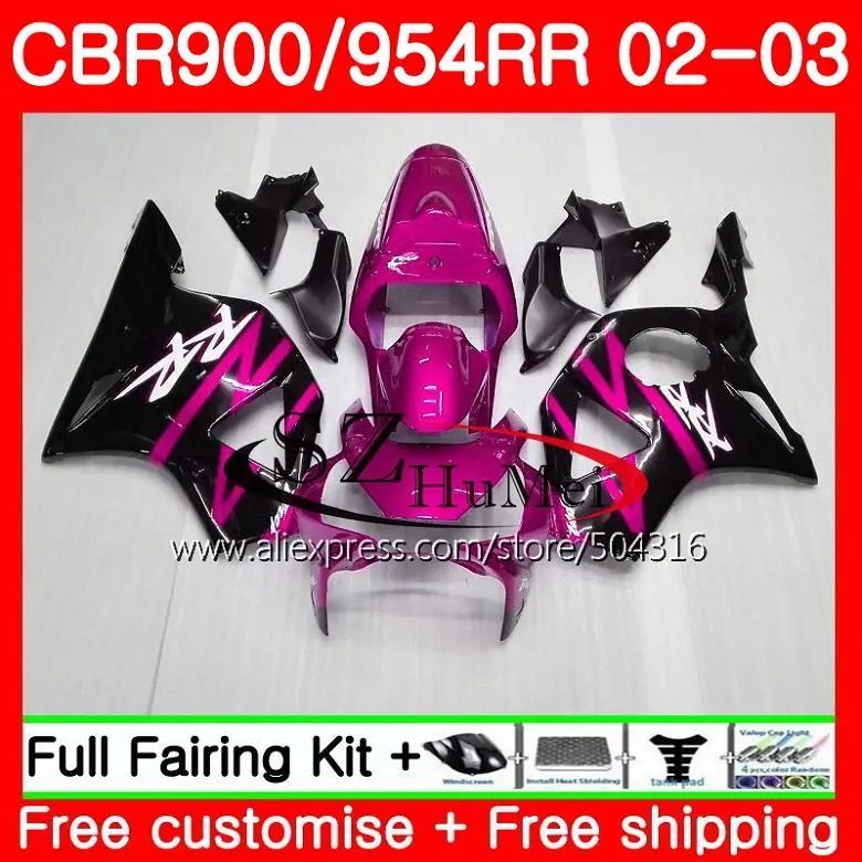 Корпус обтекателя Для HONDA розового цвета CBR900RR CBR 954 RR CBR900 CBR954 55SH19 900RR CBR954RR 02 03 954RR 2002