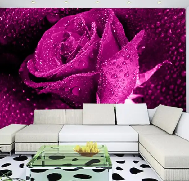 Custom Any Size Purple Rose Wall Mural Modern Art Painting Wallpaper for Living Room TV Background Photo Paper 3D | Обустройство дома