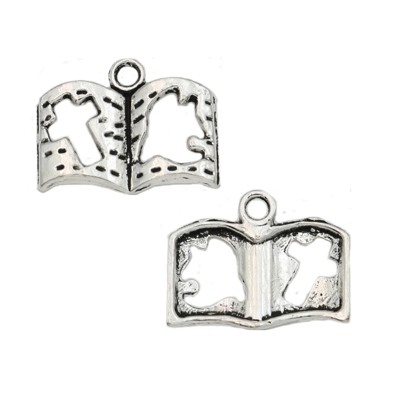 25 шт крест Иисус книга амулеты античные посеребренные Подвески для