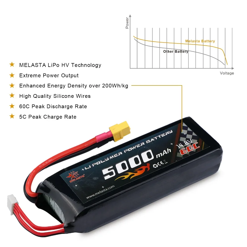 Melasta 14 8 V 5000mAh 60C 4S Lipo RC батареи Литий ионные с разъём для XT60 батарей Lipo|lithium ion