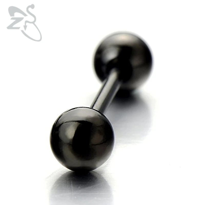 Недорогие кольца для языка черные серьги из нержавеющей стали в стиле панк 14G