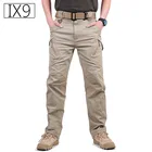 Мужские тактические брюки IX9, армейские хлопковые брюки спецназа с множеством карманов, Стрейчевые повседневные брюки XXXL с тактическими ремнями