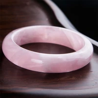 precious natural pink rose quartz crystal gemstone woman lady fashion bangle inner diameter 60mm aaaaa