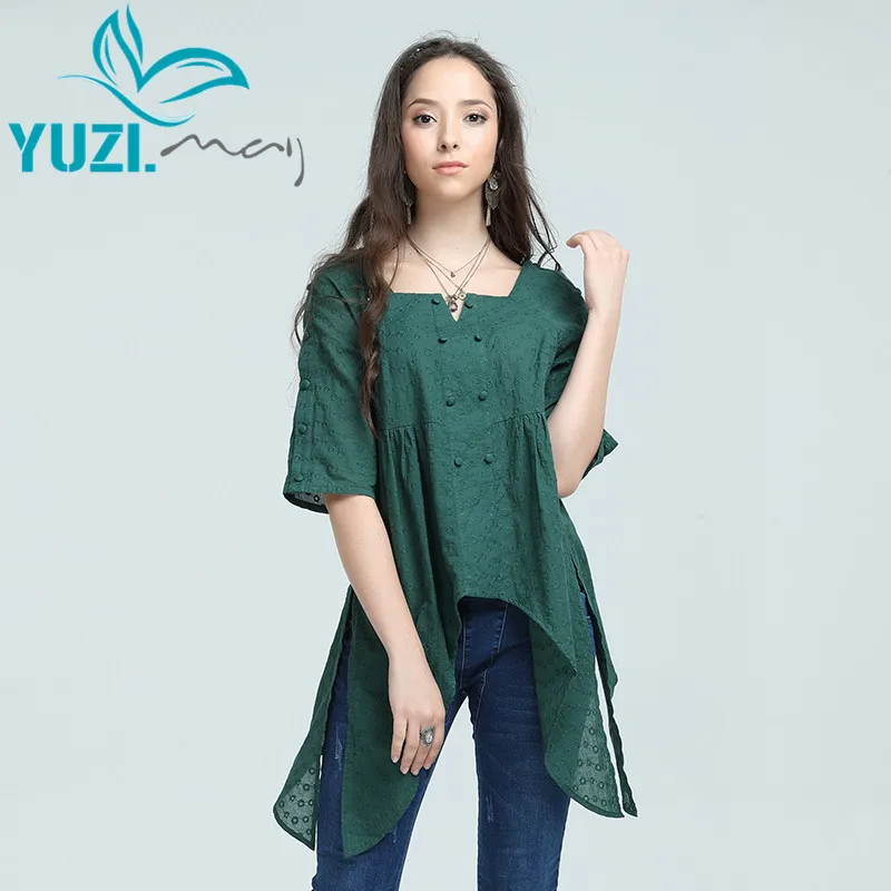 Женская рубашка 2017 Yuzi.may Boho новая хлопковая блузка из полиэстера с квадратным