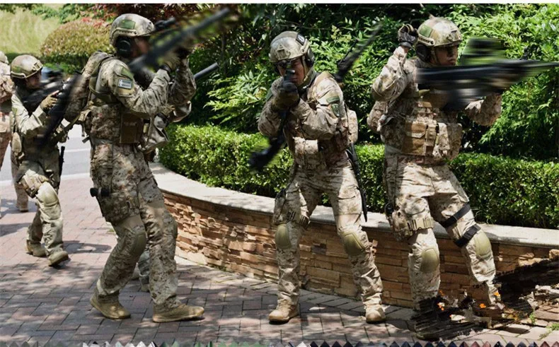 Армейский Военный Тактический костюм рубашка+ брюки камуфляж военная Униформа мужская одежда страйкбол охота с наколенниками униформа