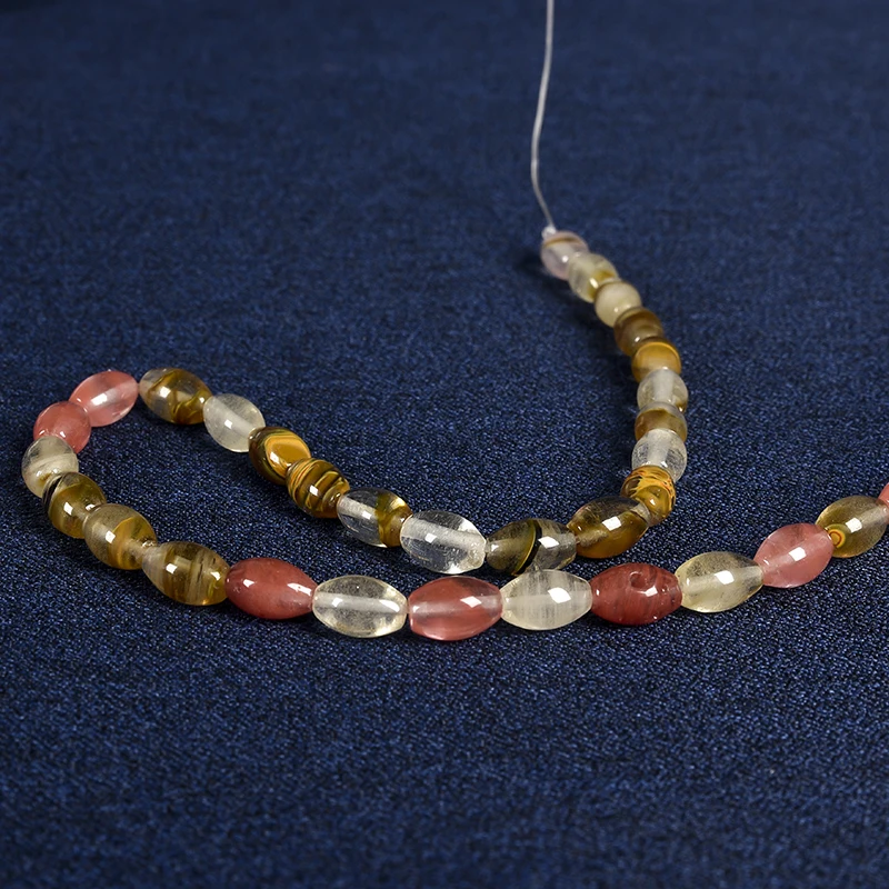 Режущие бусины 8*12 мм кварцевые с арбузом для цепочек браслетов ожерелий 15 дюймов