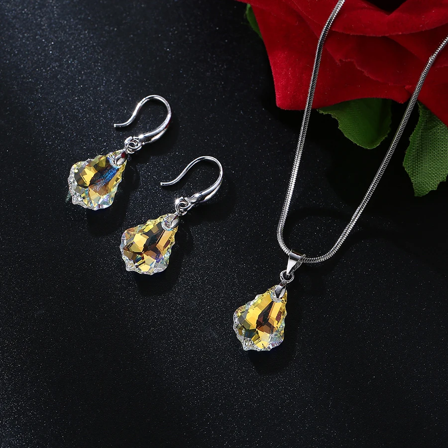 Malanda Модный комплект с кристаллами от Swarovski, ожерелье в виде капли воды, серьги для женщин, ювелирные наборы, свадебные праздничные аксессуары на подарок