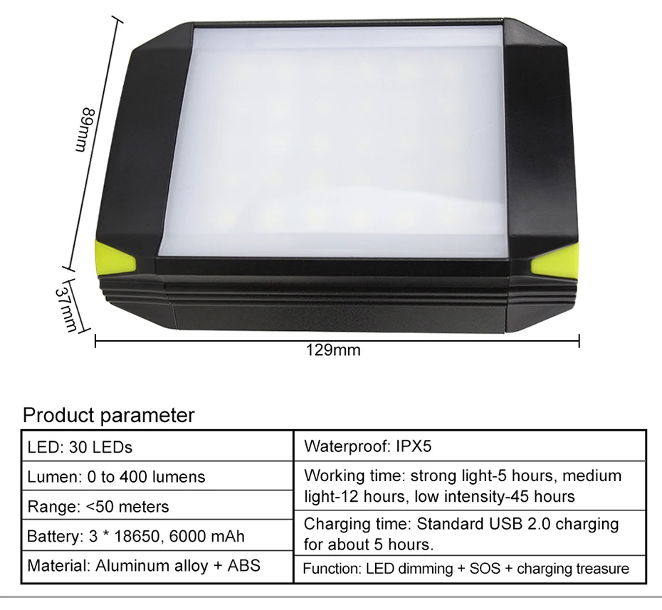 6000mAh Led перезаряжаемая портативная походная лампа для палатки 15 Вт портативная светодиодная походная Ночная Подвесная лампа