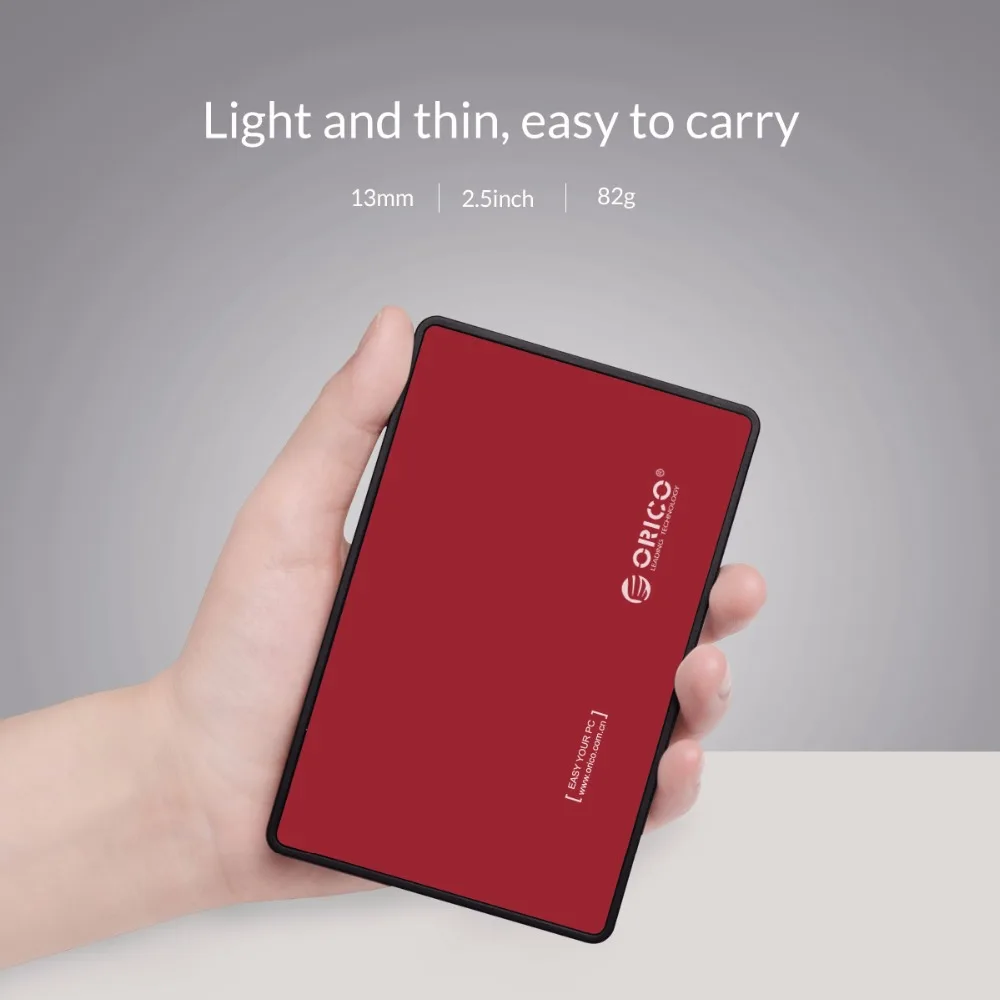 ORICO 2588US3-RD 2.5 Без Инструментов Внешний Корпус SATA для USB 3.0 9.5 мм и 7 HDD SSD-Красный