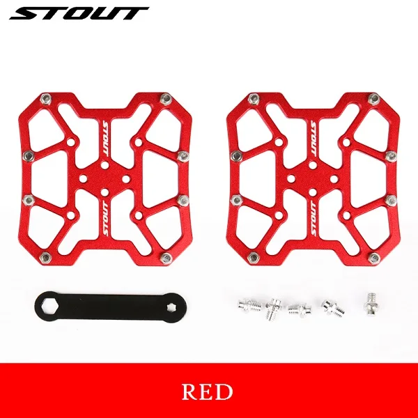 Red STOUT MTB педали Quick Release адаптер для самоблокирующихся педалей велосипеда без клипса педали платформы адаптеры дорожный велосипед обувь Бутсы - Цвет: Red