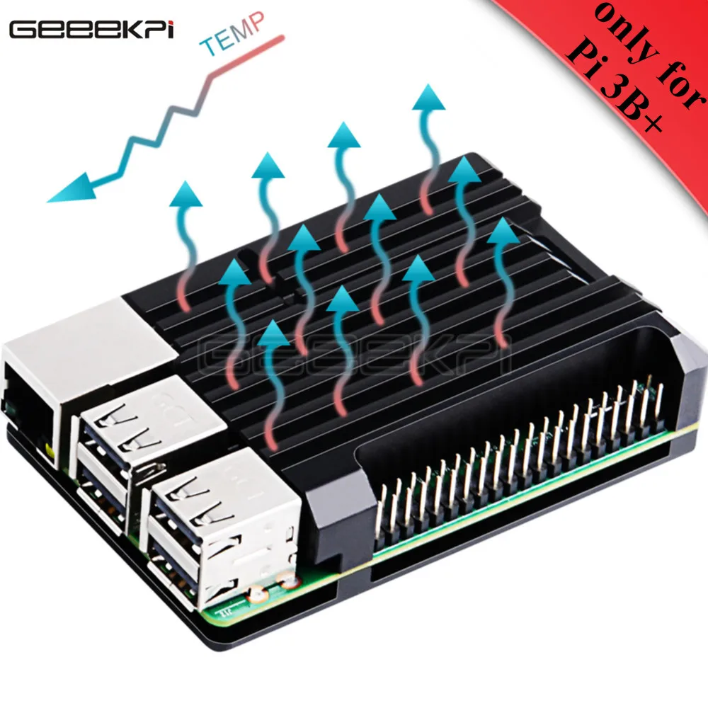 GeeekPi оригинальный Raspberry Pi 3B + версия Armor чехол из алюминиевого сплава радиатор