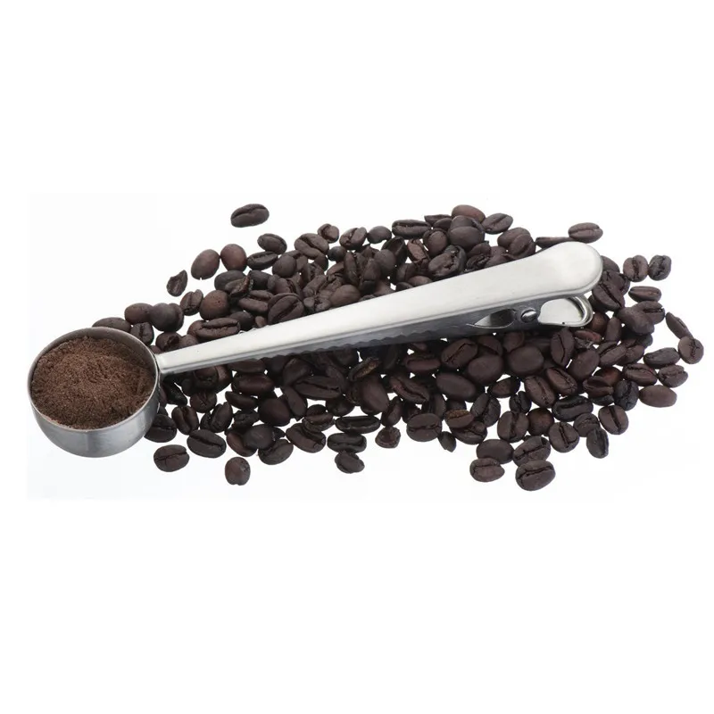 

Brand New Durable Stainless Steel Tea Coffee Measuring Spoon With Portable Bag Clip Party Gifts