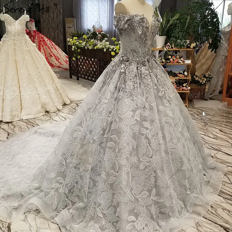 Серое роскошное сексуальное вечернее платье с открытыми плечами 2019 ручная