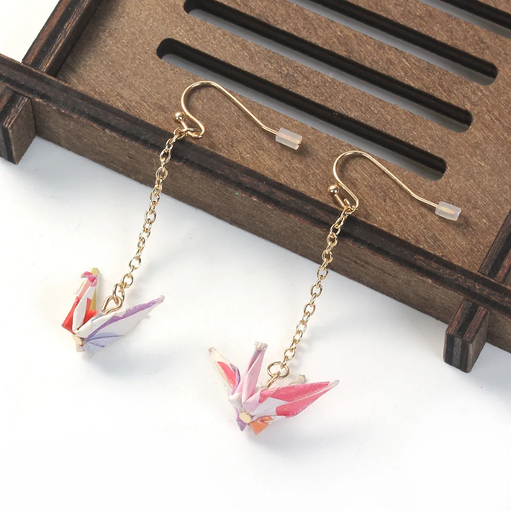 Серьги Doreen Box в японском стиле серьги капли золотого цвета журавль оригами 58 мм x 30