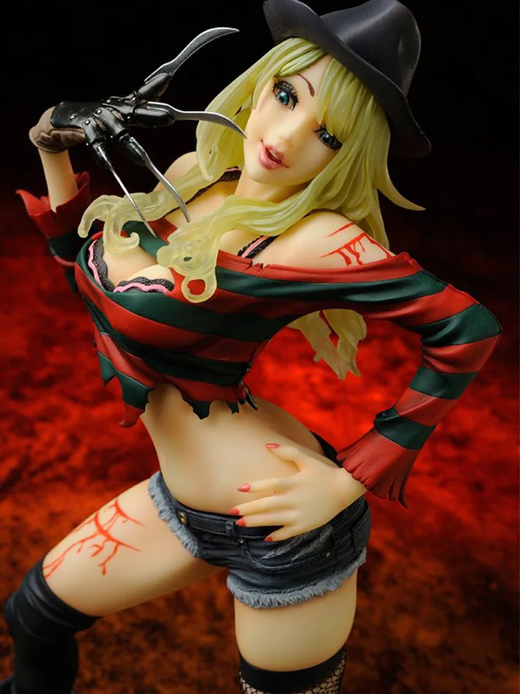 

23CM Freddy Vs Jason Female version PVC Action Figure Anime Horror Bishoujo Jason Voorhees 2nd Edition Figure Model Toys