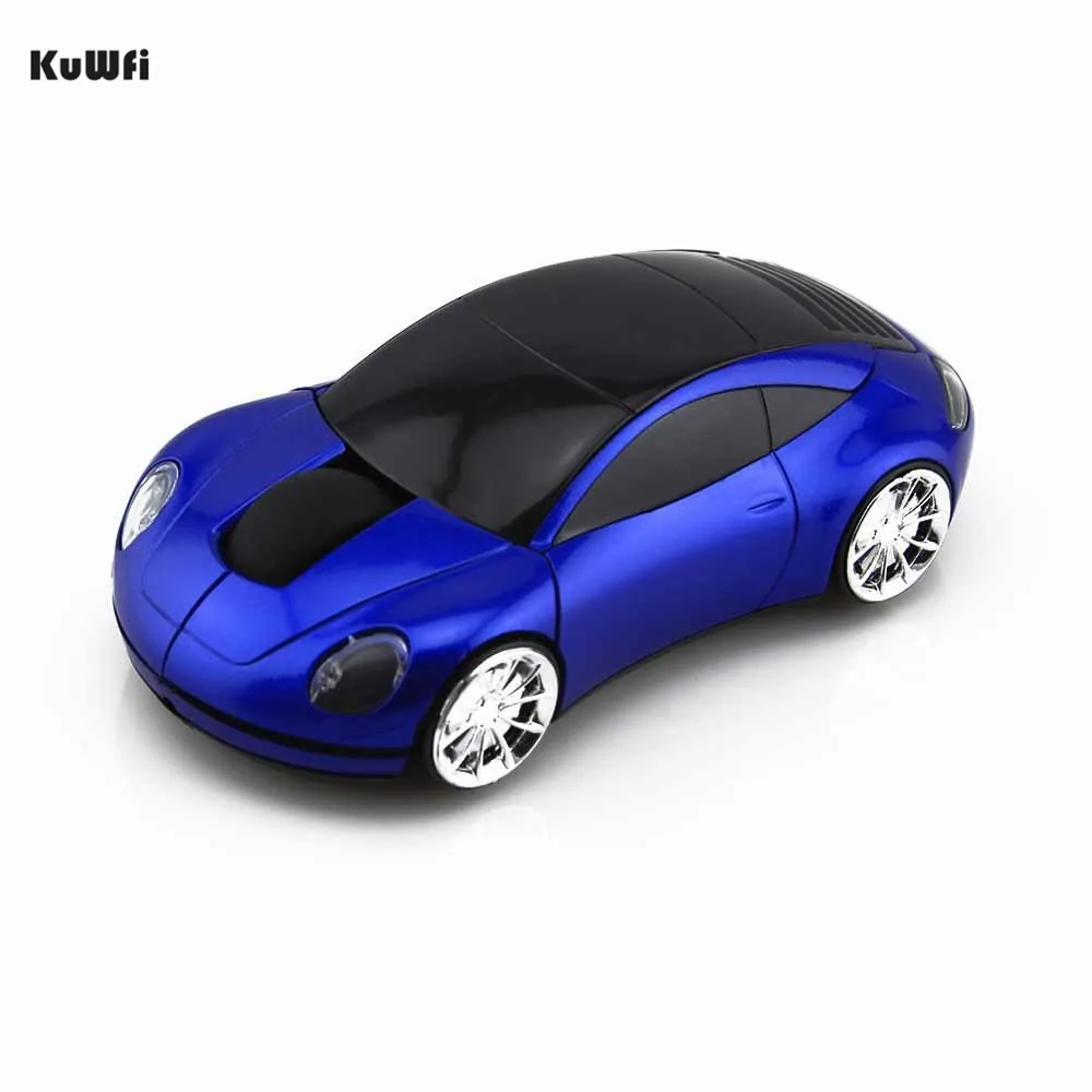 KuWFi, 1600 dpi, игровая мышь, беспроводная, 2,4 ГГц, компьютерная мышь, автомобильная форма, мыши с usb-приемником, светодиодный, оптическая мышь для геймера, для ПК, ноутбука - Цвет: Синий