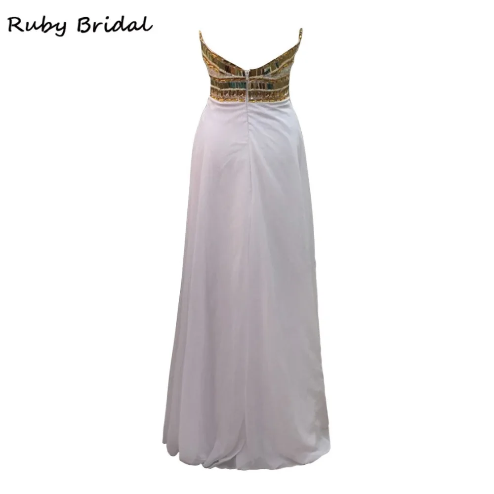 Ruby Bridal 2017 Vestido De Festa длинное ТРАПЕЦИЕВИДНОЕ вечернее платье из белого шифона с
